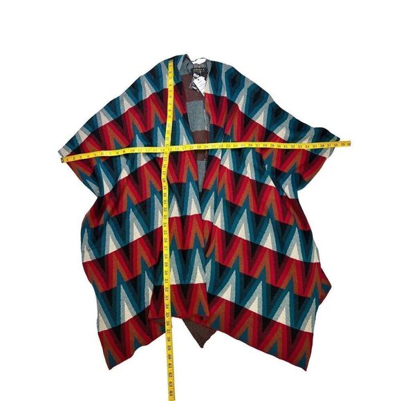 Joseph A Woman cardigan One size (M/L) duster wrap jacket blue red Aztec print - Picture 5 of 11